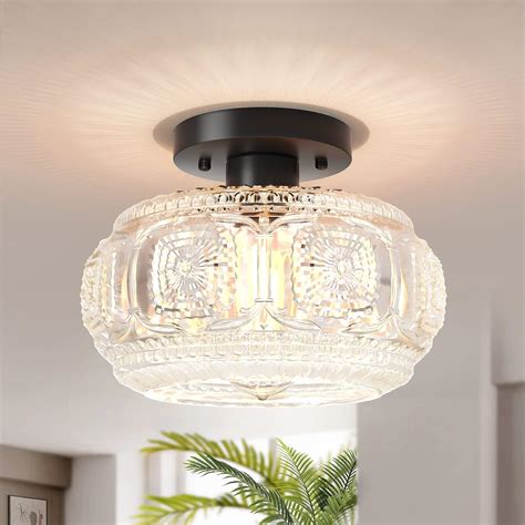 OYKYOHEI Semi Flush Mount Ceiling Light, Kitchen Globe Glass Close to ...