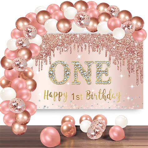 Buy Happy 1st Birthday Banner Backdrop Decorations with Confetti ...