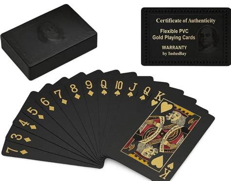 Playing Cards,54 Sheet Black Deck of Poker Card Waterproof Plastic ...