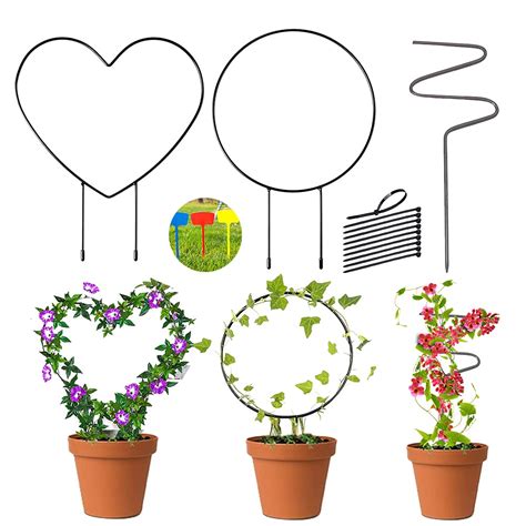 Mtianxy 3 Packs Iron Plant Trellis,Heart-Shaped,Round-Shaped Garden ...