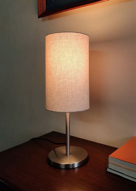 Get Stainless Steel finish Sleek Table Lamp with Cylinder Lampshade at ...