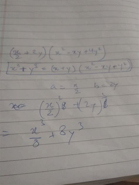product (x/2+2y)(x^2/4-xy+4y^2) - Brainly.in