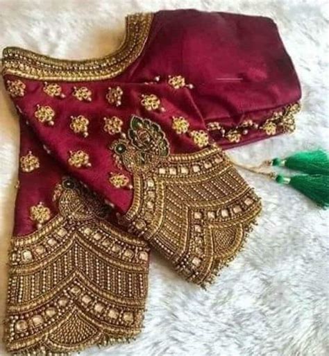 Wine Colour Maggam Work Blouse | Aari Work Saree Blouse | Aari Work ...