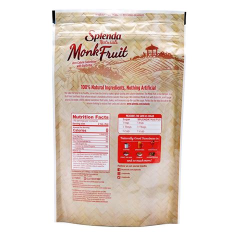 Splenda Naturals Monk Fruit Zero Calorie Sweetener — Snackathon Foods