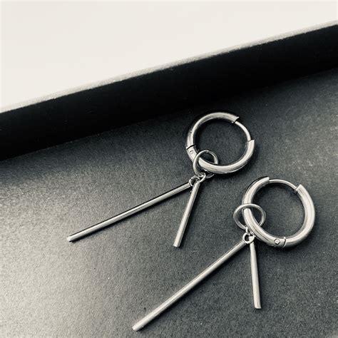 Mens Hoop Dangle Earrings - Jet Seattle