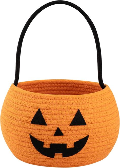 Amazon.com: OIASKET Halloween Basket for Kids, Pumpkin Basket with ...