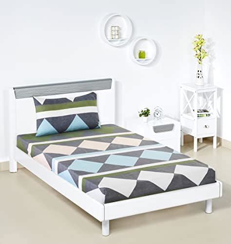 Amazon Brand - Solimo Polyester Grey Valley Single Bedsheet with 1 ...