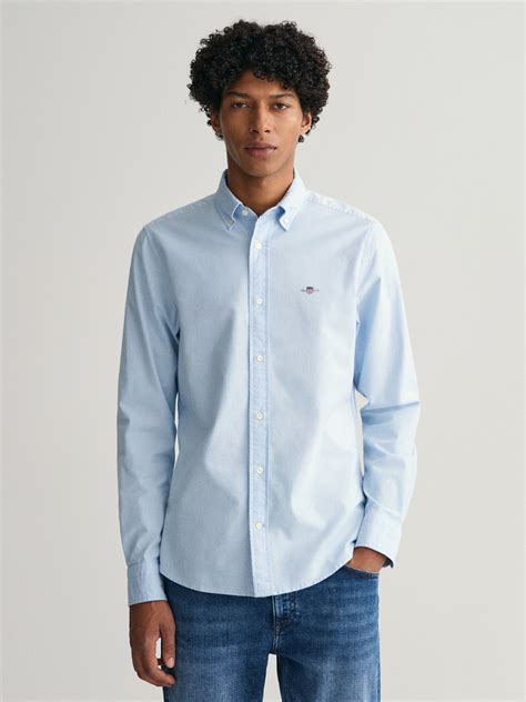 Shop Gant Men Blue Collar Solid Shirt Online – Iconic India