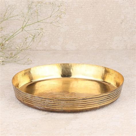 DOKCHAN Handcrafted Brass 6 Inch thali for Sweets Home DÉCOR Pooja ...