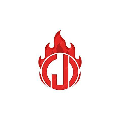 Premium Vector | Letter j template design in circle shape with fire elements