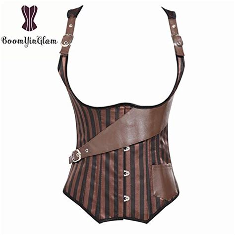 Buy ZZEBRA L: Adjustable Straps Women Brown Gothic Steampunk Boned ...