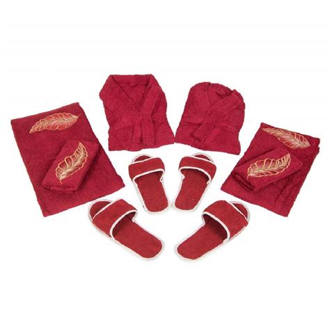 Buy Heart Home Leaf Design Cotton 8 Pieces Half Sleeve Bathrobe Set for ...