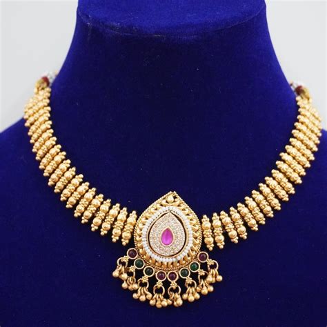 Pink Antique Temple Necklace Set – Girija's