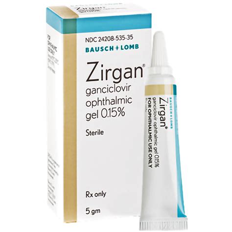 Zirgan Ganciclovir Ophthalmic Gel 0.15% Sterile, 5 Gram Tube (RX ...