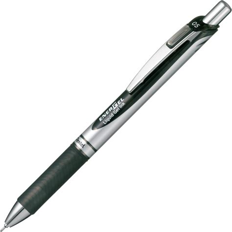 Pentel Energel Knock Ballpoint Pen, 0.5mm Needle Tip, Black Ink, Silver ...