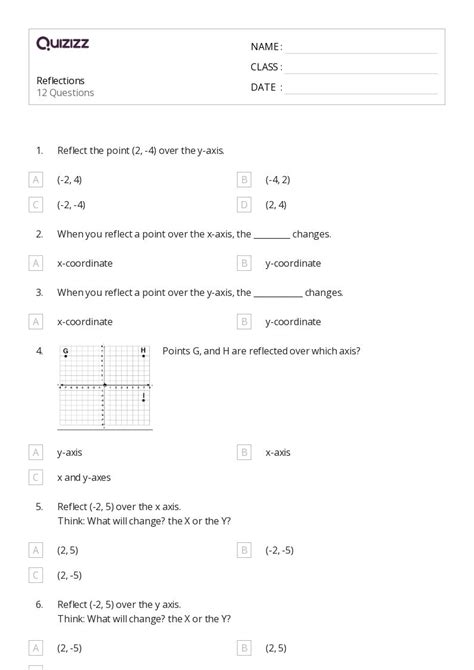 Image result for Reflection Math Worksheet