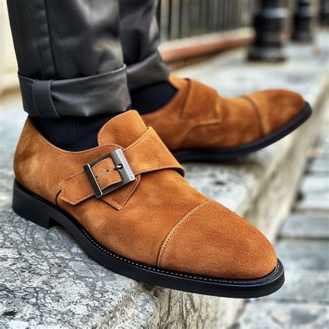 Tan Suede Leather Goffredo With Thick Sole Monk Straps – Costoso Italiano