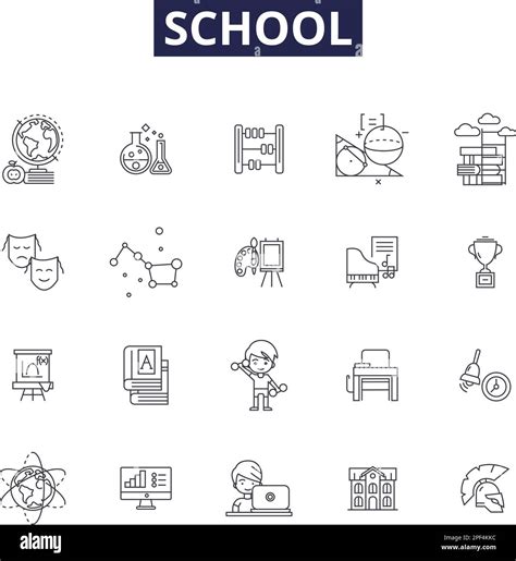School line vector icons and signs. Education, Teacher, Learning ...