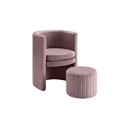 Contemporary Luxe Lounge Chair With Ottoman Footrest Mauve – Nestroots