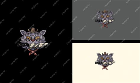 Premium Vector | Head cat and knife vector mascot design