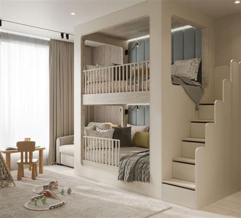 Modern Bunk Bed with Stairs