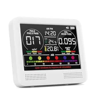 Air Quality Monitor Indoor, 16 in 1 PM1/PM2.5/PM10/CO2/HCHO/TVOC/AQI ...