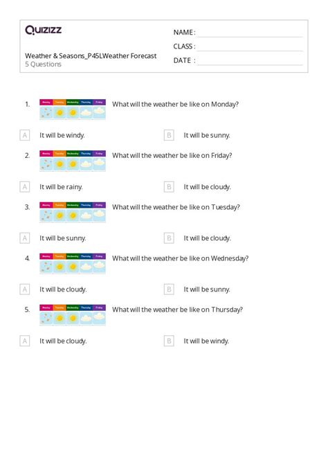 50+ Weather & Seasons worksheets for 1st Class on Quizizz | Free ...