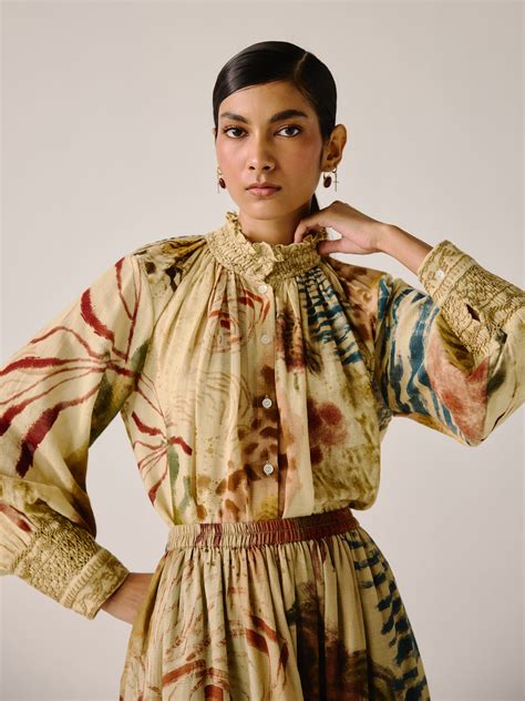 Farmer Top | Abstract Printed Vintage Top for Women – Cord Studio