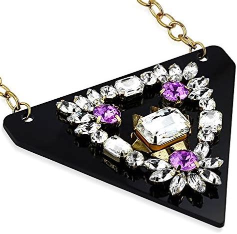 Via Mazzini Flower Crystals Studded Bib Style Party Fancy Necklace for ...
