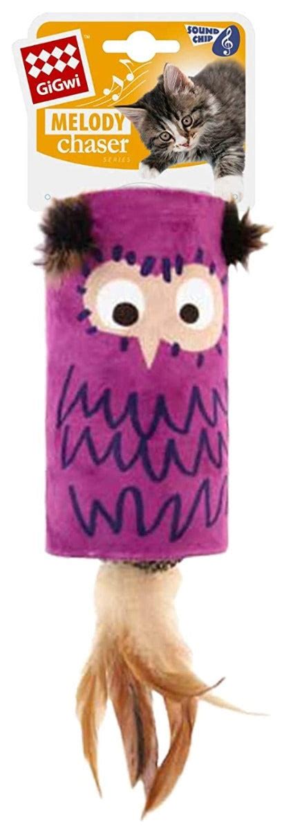 Gigwi Happy Indian Melody Chaser Owl Tube With Sound Chip Cat Toy ...