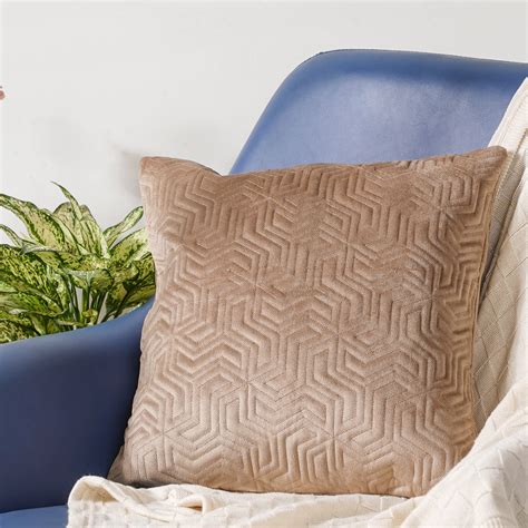 Beige Quilted Velvet Cushion Cover 16 inch