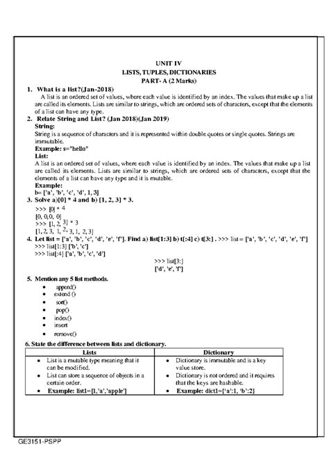 Unit 1 QB - Algorithmic Problem Solving in GE3151-PSPP - Studocu
