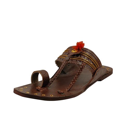 The Select U's Brown Red Gonda Classic Leather Kolhapuri Chappal (Brown ...