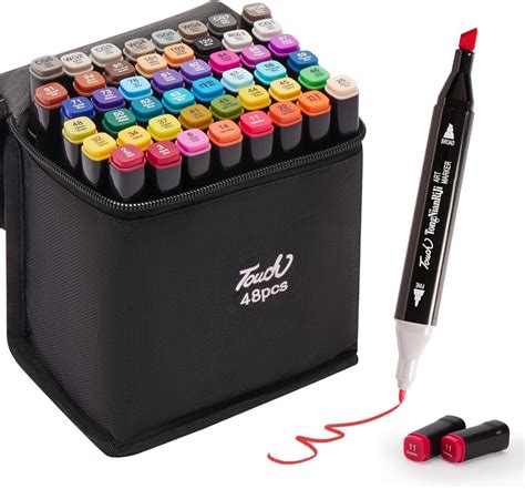 FINEMOE Dual Tip Marker Set of 48 Alcohol Markers with Portable Storage ...