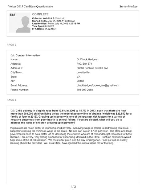 Fillable Online Voices 2015 Candidate Questionnaire SurveyMonkey Fax ...