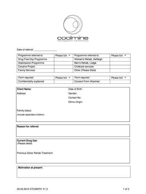 Fillable Online coolmine Please State Form required Please tick ...