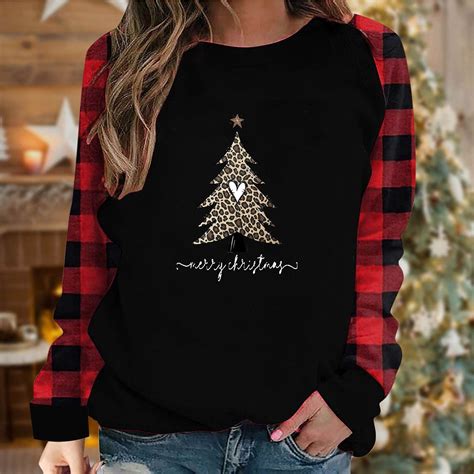 SELONE Christmas Tshirt Women's Long Sleeve Xmas Pullover Tops ...