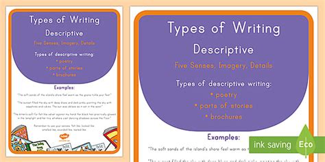 First Grade Descriptive Writing Poster (teacher made)