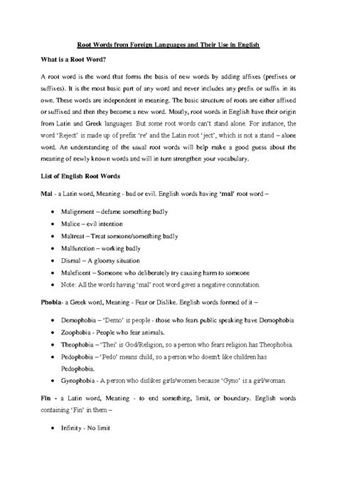 Root Words from Foreign Languages: Understanding their English Use ...
