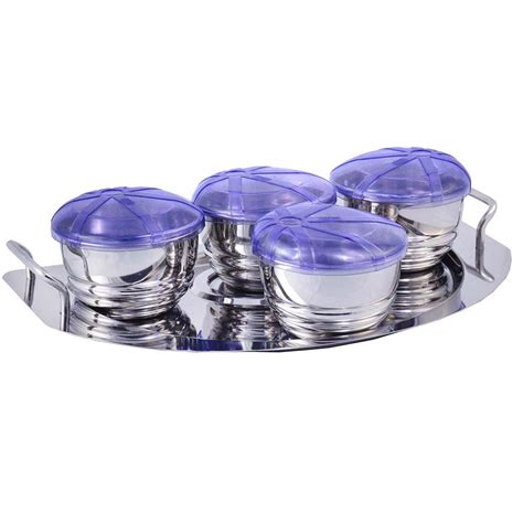 Buy JVL Stainless Steel Dry Fruit Tray with 4 Bowls-Rg4 Online at Low ...