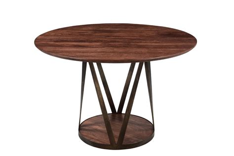 Dwell Home Round Dining Table - Acacia Wood & New Walnut Iron Base ...
