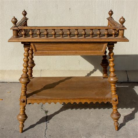 Antique French Oak Gothic Revival Spindle Leg Table with Drawer For ...