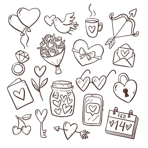 Premium Vector | Doodle valentine's day element collection