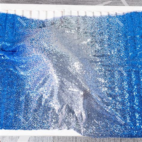 Royal Blue to Silver to Royal Blue Ombre Sequin Fabric - OneYard