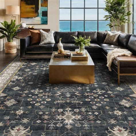 Amazon.com: Black Farmhouse Washable 8x10 Area Rugs for Living Room ...