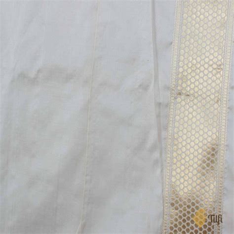 Orange-Off White Pure Katan Silk Banarasi Handloom Saree - Tilfi