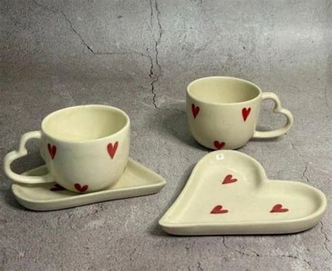 Heart Design & Shape Cup & Saucer Set – Dainty Little Shop