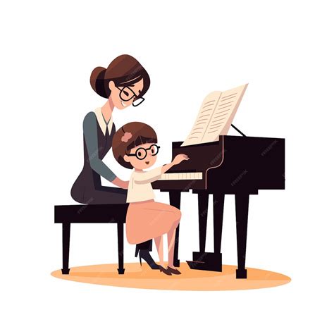 Premium Vector | A Piano Teacher Teaches Student How to Play Piano ...