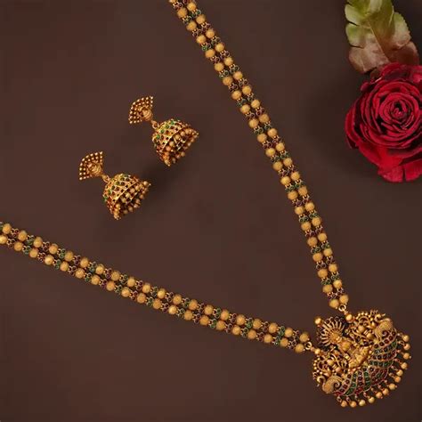 NAVKAR Lakshmi Temple Model Haram Set – Divine Traditional Elegance ...