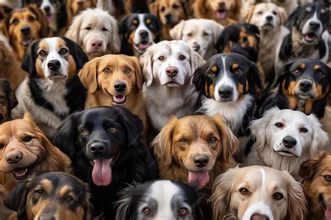 Premium AI Image | A large group of dogs are all grouped together.